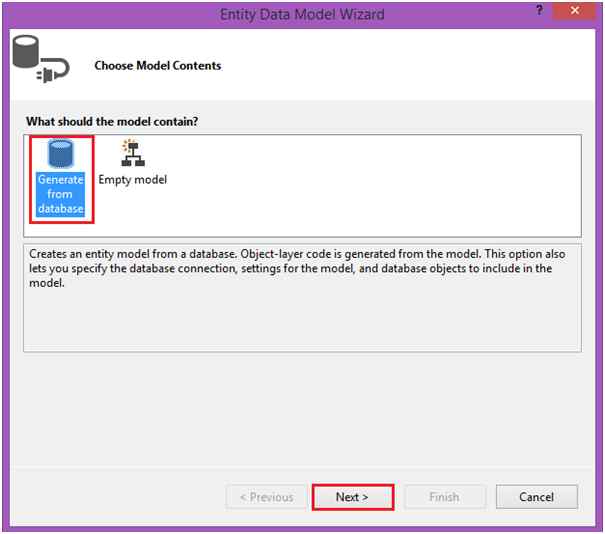 select Generate from database 